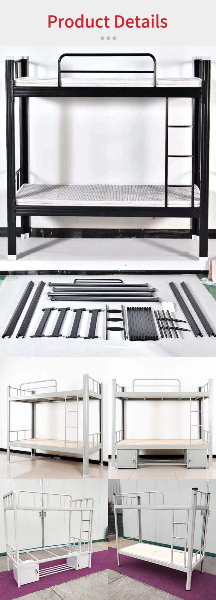 Home Furniture Military Steel Double Worker Metal Frame Bunk Bed