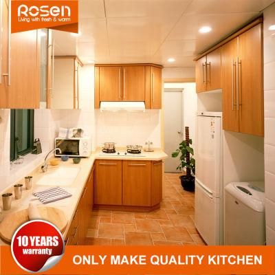 Warm Design Multifunctional Teak Wood Veneer Finish Kitchen Cabinet