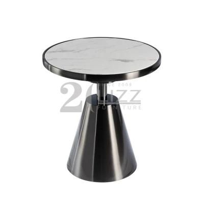 OEM/ODM Luxury Modern Design Home Furniture Stainless Steel Base Marble Stone Side Table