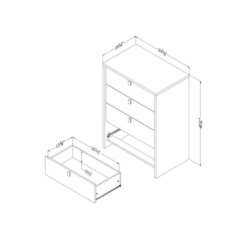 4-Drawer Chest, Soft Gray & Pure White