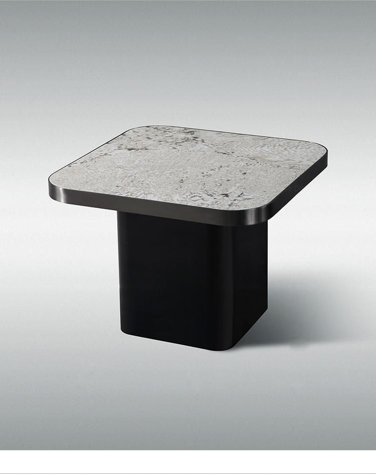 Home Furniture Titanium Rectangle Grey Marble Sintered Stone Coffee Table