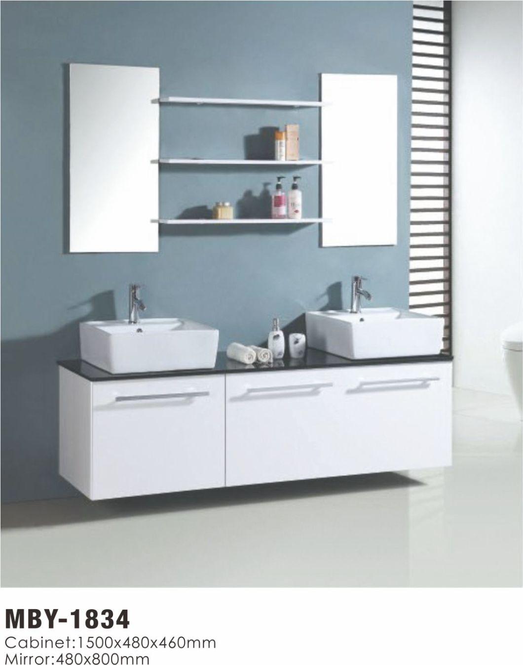 Melamine MDF Bathroom Vanities with Side Cabinet Resin Sink Cabinet