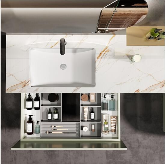 Modern Simple Solid Wood Bathroom Cabinet Wash Basin Make-up Table 1400mm Marble Countertop