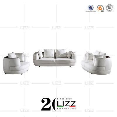 Modern Living Room Home Furniture Genuine Leather Wooden Sofa