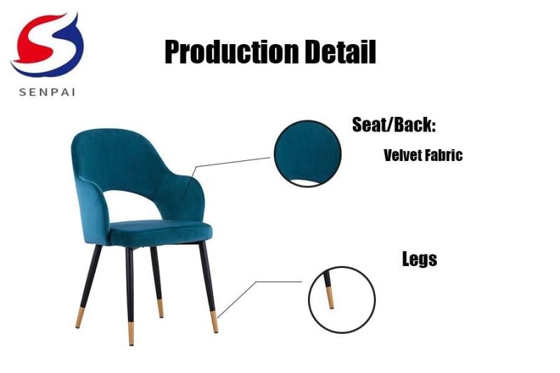 Luxury Home Furniture Velvet Fabric Dining Chair Upholstered Sofa Office Bar Banquet Chair