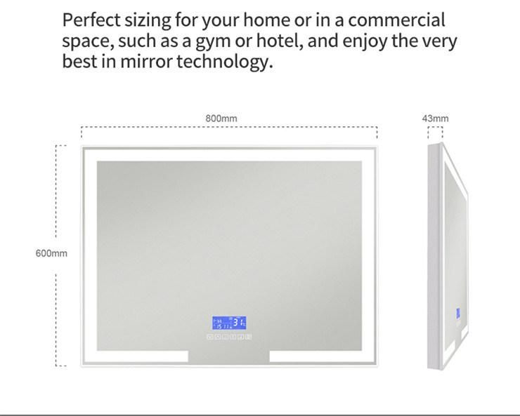 Anti-Foggy Wireless Speaker Smart LED Bathroom Mirror with Time Display