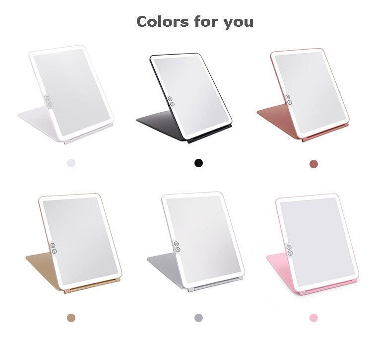 Super Slim Foldable LED Products Home Decoration LED Wholesale Lighted Makeup Mirror with Touch Sensor