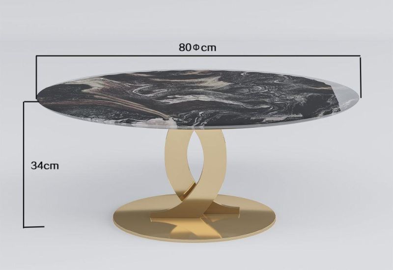 2022 OEM China Wholesale New Design Gold Stainless Steel Living Room Marble Top Round Console Table