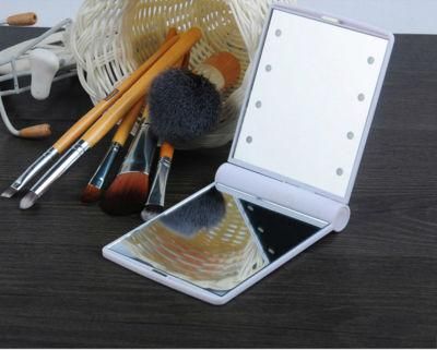 Professional Makeup Hand Mirror with LED Lights Compact Cosmetic Folding Portable Mirror