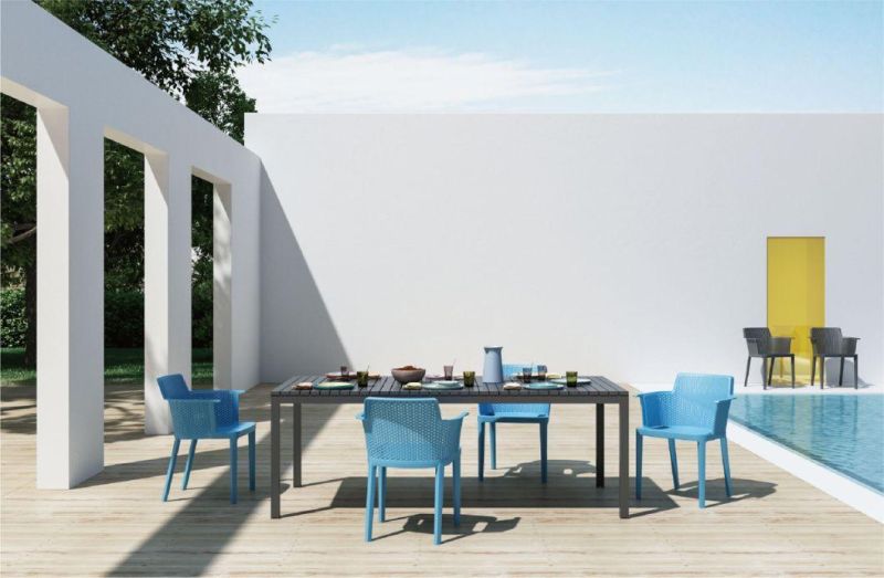 Wholesale Outdoor Furniture Modern Style Garden Furniture Quebec Plastic Chair Eco-Friendly PP Armrest Dining Chair