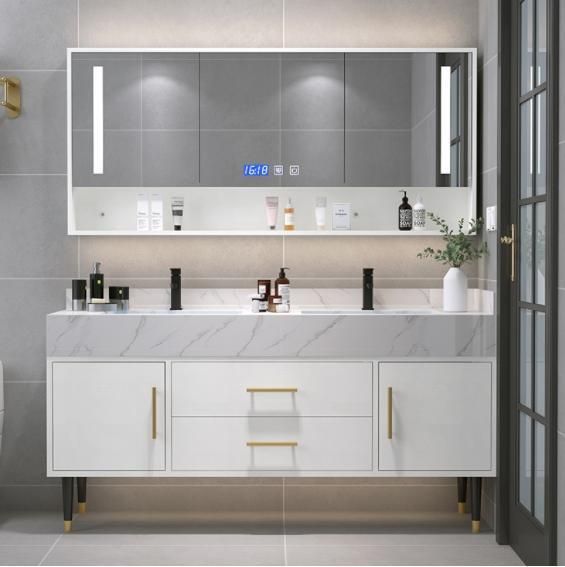 Rock Board Bathroom Cabinet Modern Simple Light Luxury Washbasin Cabinet Washbasin Mirror Cabinet Combination