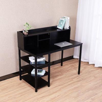 Wooden Metal Frame Computer Desk with Bookcase Furniture for Office and Home