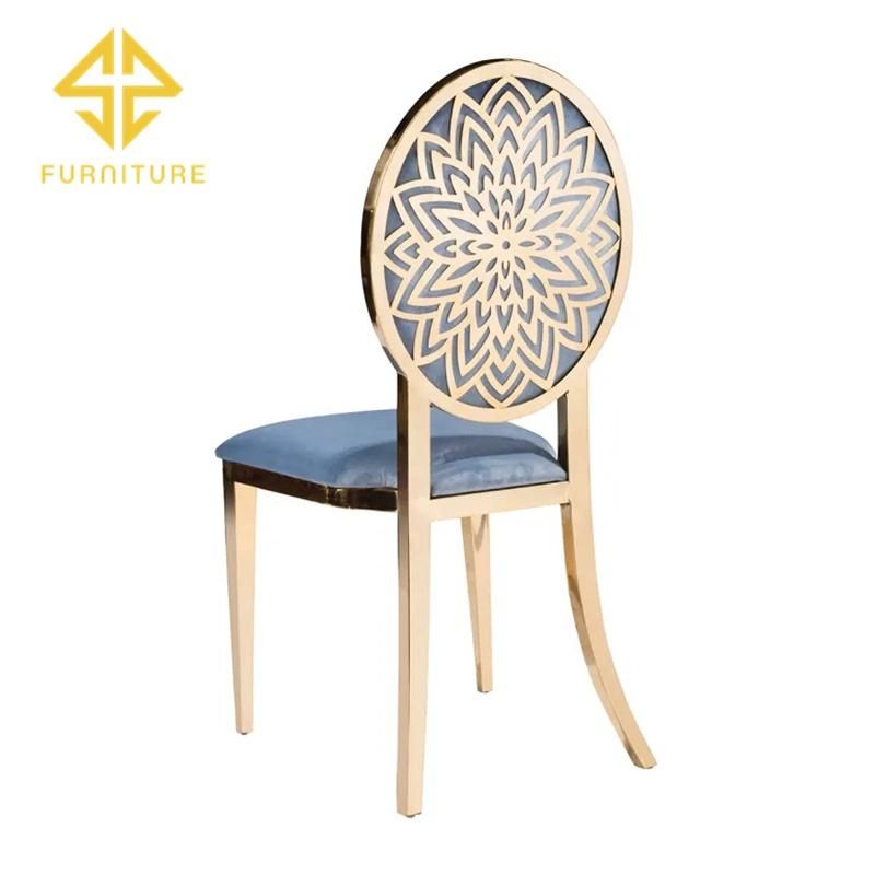 Latest Hotel Restaurant Furniture Luxury Stainless Steel Gold Wedding Dining Chairs