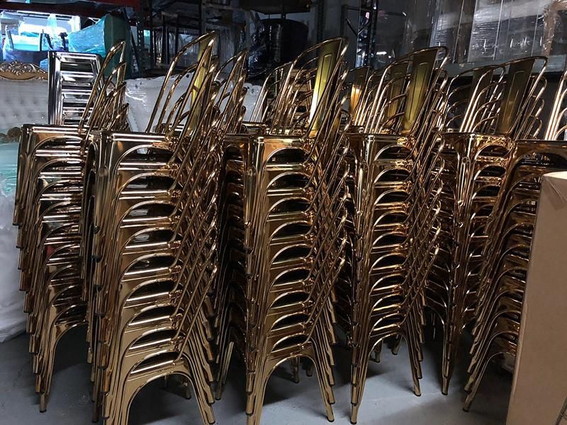 Wholsale Modern Cheap Golden Metal Stackable Wedding Banquet Chair for Event Party Used