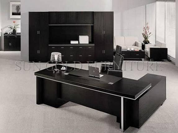 Modern Luxry Black Office Table L Curve Executive Desk (SZ-ODL305)