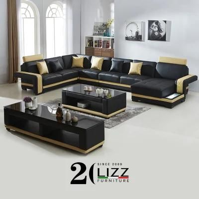 New Fashion Modern Functional LED European Modern Leather Sofa