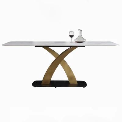 Luxury Furniture Modern Design Square Marble Extendable Dining Table for 6 Seater