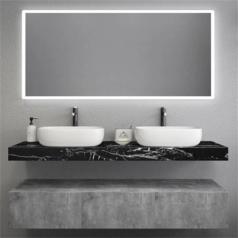 Modern 60" Floating Bathroom Vanity Set Wall Mount Vessel Double Sink Vanity