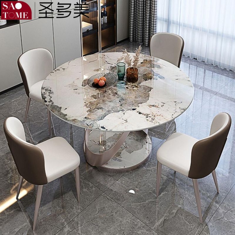 Modern Living Room Rock Board Furniture Cross Ring Base Round Dining Table