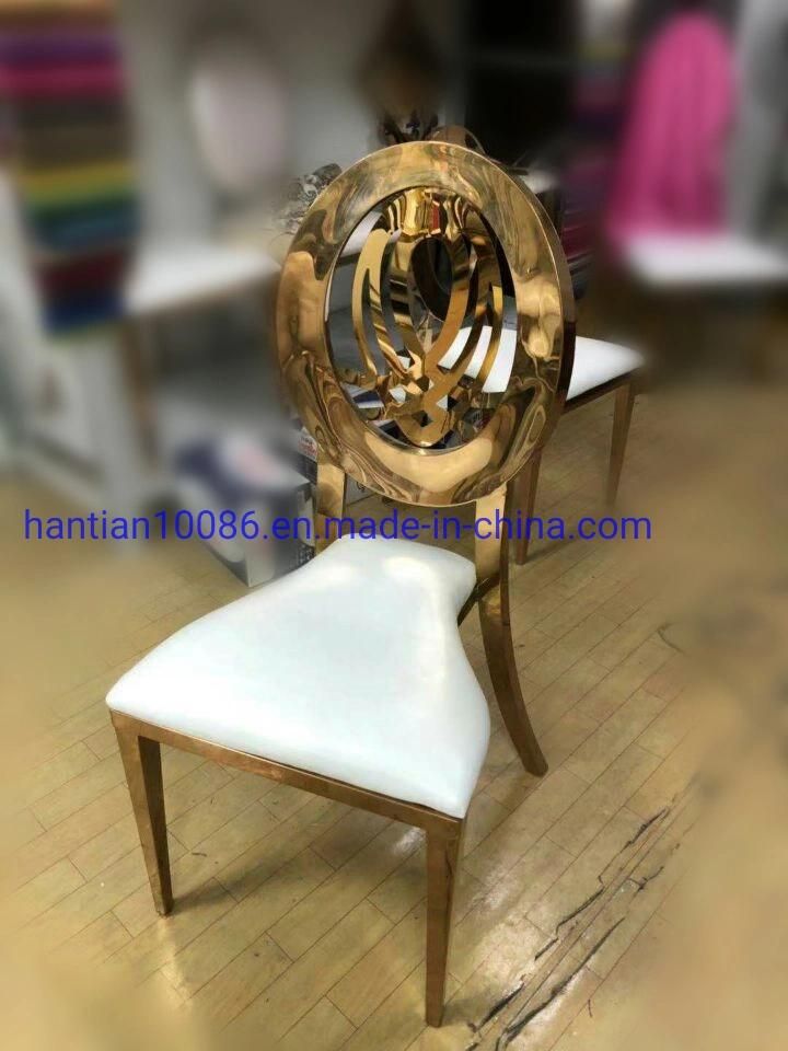 Stackable White Chair Gold Frame Wedding Banquet Chairs Stainless Steel Dining Chair