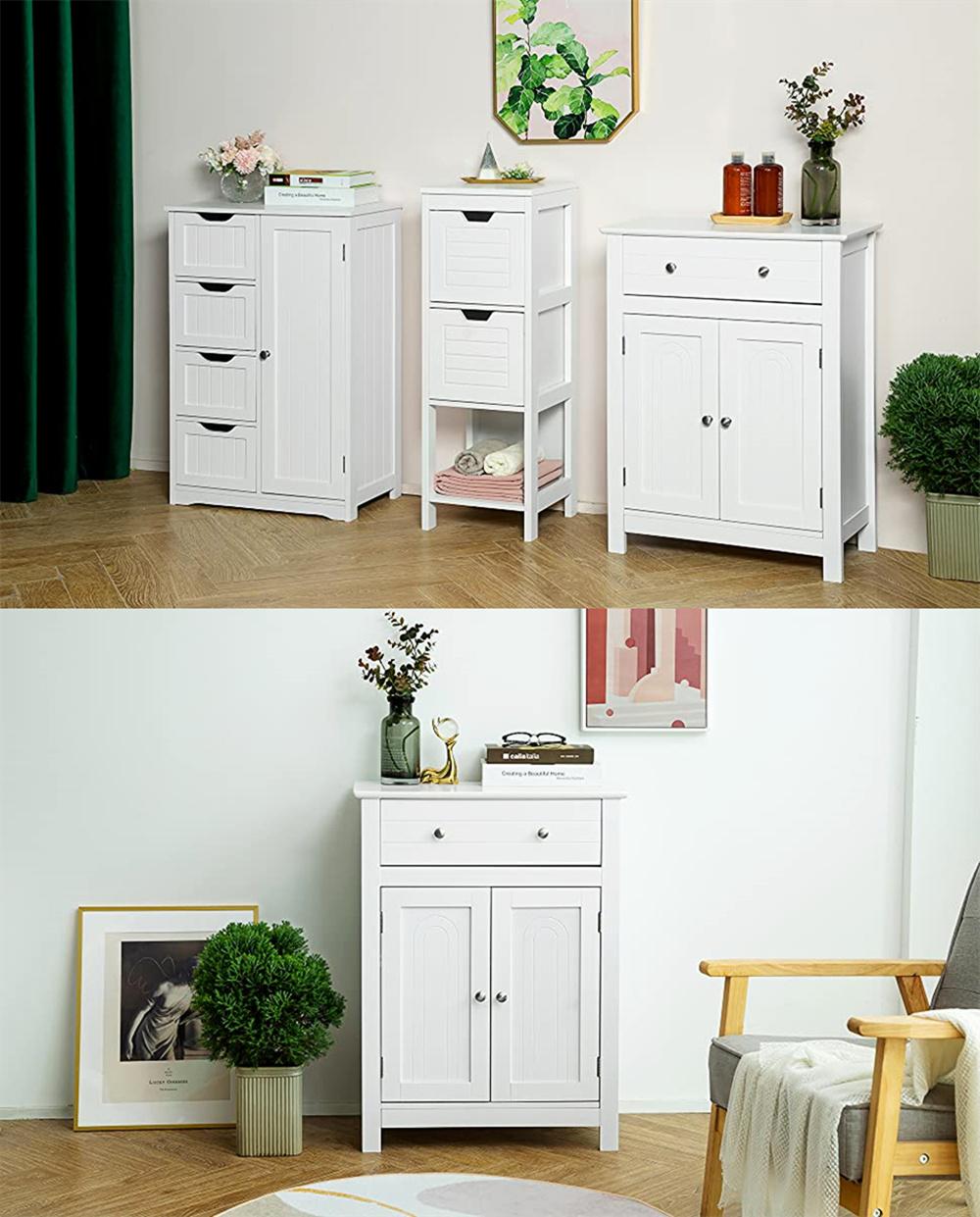 Modern Minimalist White Wooden Bathroom Kitchen Bedroom Storage Cabinet 0243