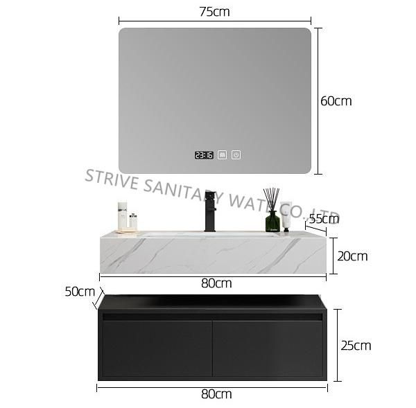 Modern Luxury Bathroom Vanity with Touch Switch LED Mirror, Side Cabinet