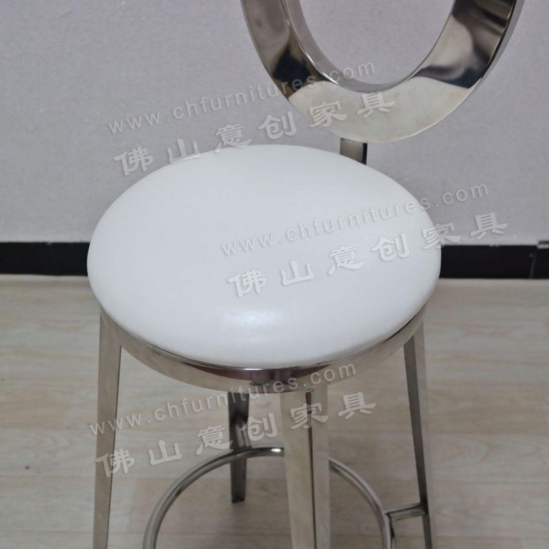 Modern Silver Stainless Steel High Density Sponge Seat Bag Hotel Party Banquet High Bar Chair