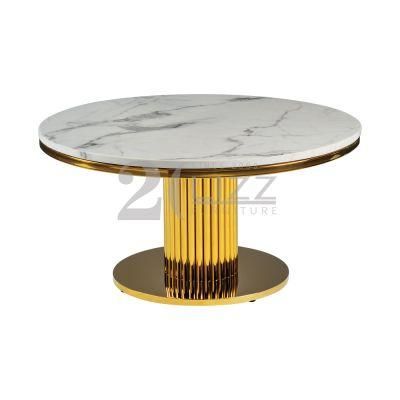 Modern Dining Set Home Furniture Marble Top Golden Chrome Stainless Steel Dining Table for Good Decoration