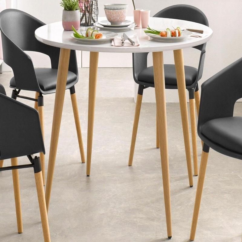 Simple and Sturdy Round Modern Wooden White Dining Table Furniture