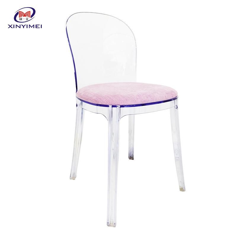 Modern Elegant Furniture Acrylic Transparent Banquet Chair with Cushion