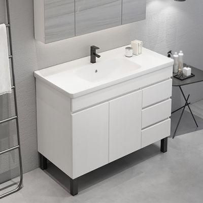 36&quot; Modern White Bathroom Vanity Ceramics Single Sink Freestanding with 3 Drawers