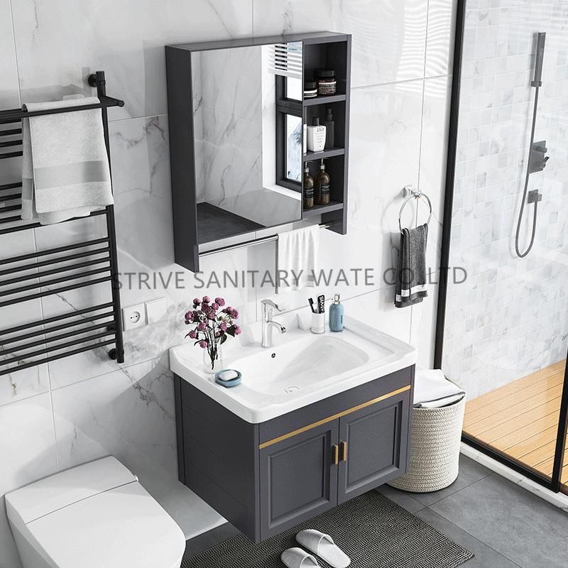 Modern Wall Cabinet Basin Aluminium Bathroom Cabinet with Mirror, Dtc Hinge