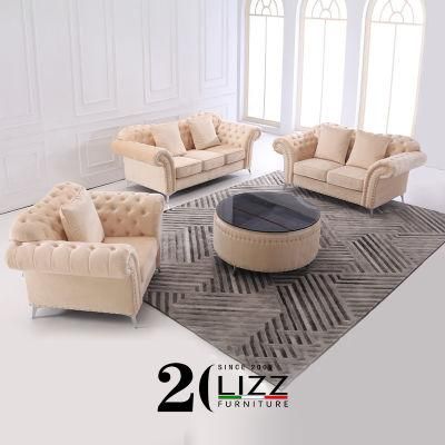 Modern Living Room Leisure Furniture Chesterfield Fabric Sofa Set