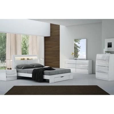 Nova Space Saving Furniture Sturdy Slats and Supports Kingsize Bedroom Sets with Footboard Drawer+LED Light