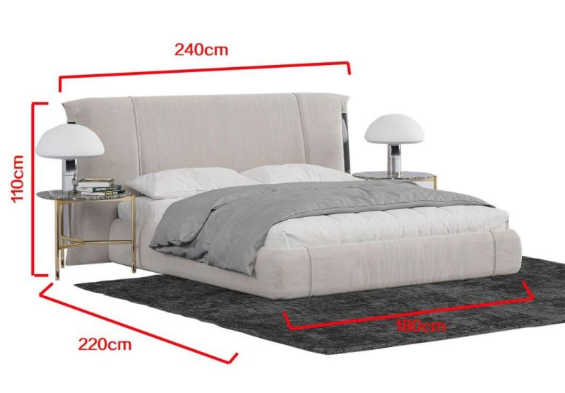 Modern Simple Bedroom Bed Base Upholestery in Fabric Headboard with Good Quality for Home Hotel Vilia