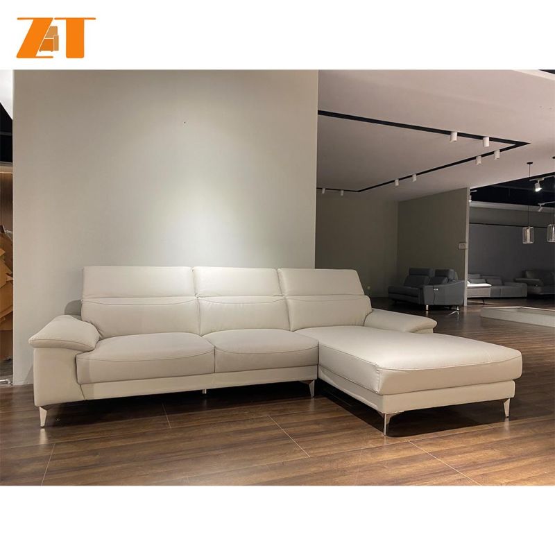 Foshan Factory Modern Italian Home Furniture Lounge Corner Living Room Grey Leather Sofa