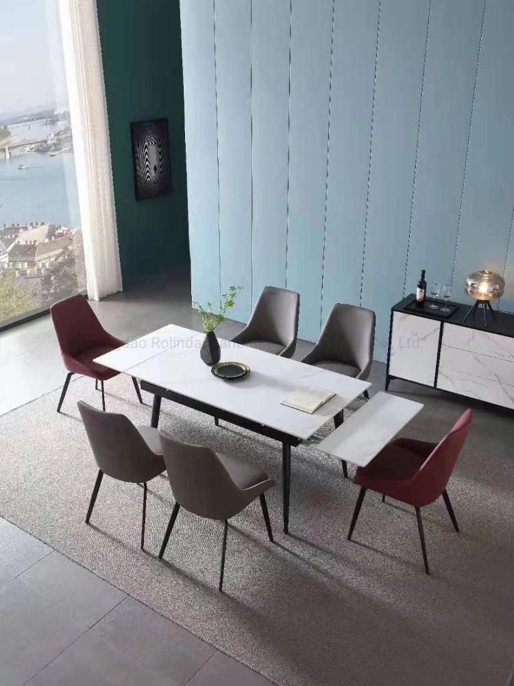 Whole Sale Nordic Modern Minimalist Marble Rectangular Dining Table and Chair Combination Small Apartment Household Dining Table