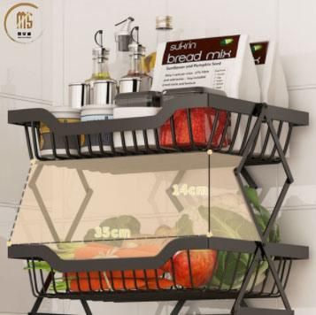 Collapsible Storage Kitchen Rack 3 Tier Mesh Storage Rack Kitchen Foldable Fruit and Vegetab