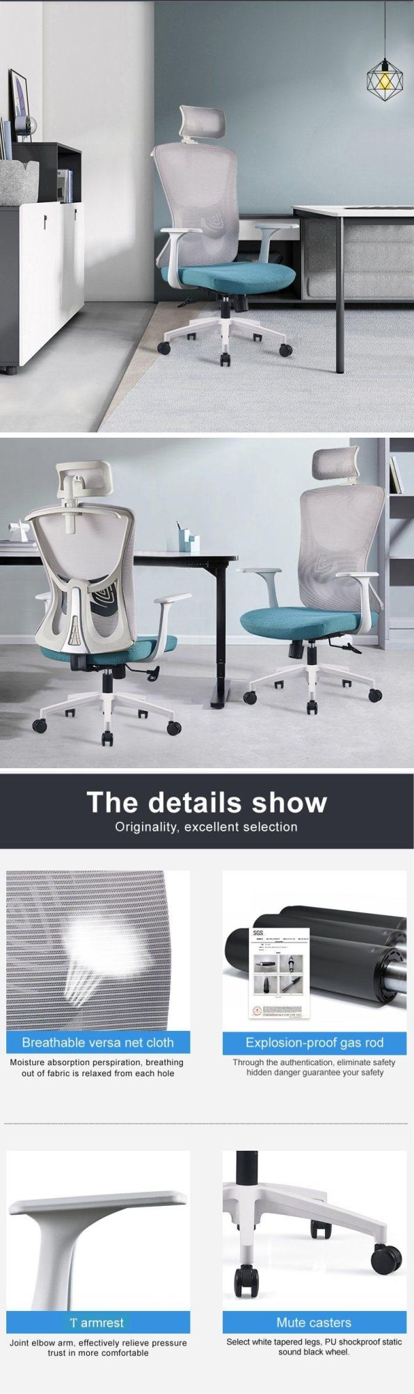 Quality Extendable Trendy Fixed Arms Computer Chair