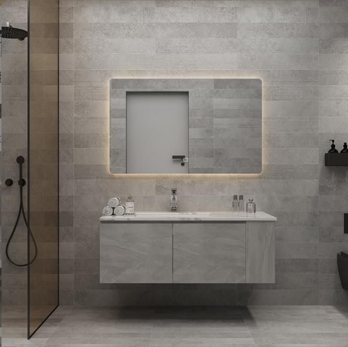 Nordic Bathroom Cabinet Light Luxury Rock Board Modern Simple Bathroom LED Medicine Cabinet