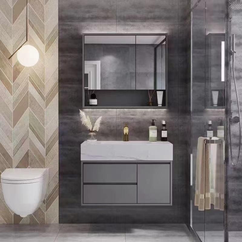 Light Luxury Modern Rock Plate Bathroom Furniture Simple Bathroom Intelligent Mirror