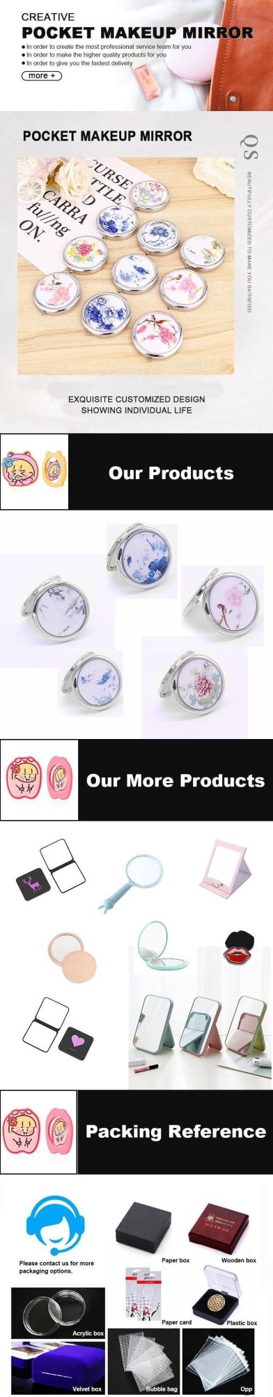 Promotional Fashion Pocket Mirror with Printing Logo