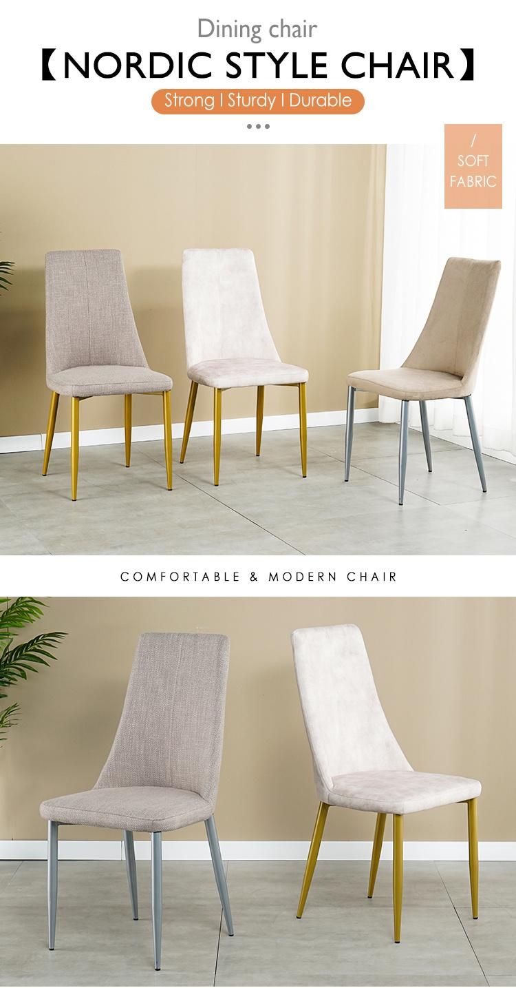 Nordic Simple Style Comfortable Upholstered Modern Velvet Restaurant Dining Chairs with Metal Legs