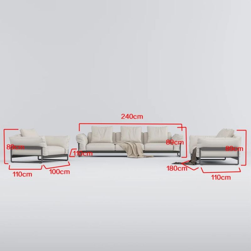 High End Quality Modern Leisure Home Furniture Italian Design Living Room Simple Office White Fabric Sofa