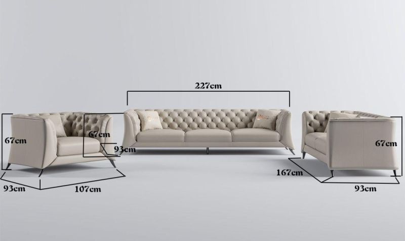 Chinese Chesterfiled Design high End Wood Furniture Modern Leisure Leather Couches Sofa