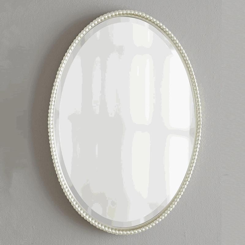 European Bathroom Mirror Nordic Bathroom Mirror Dressing Mirror Retro Hanging Wall Bedroom Oval Makeup Mirror