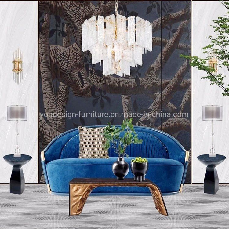 Modern European Style Luxury Fabric Living Room Sofas Set Furniture with Gold Stainless Steel Frame