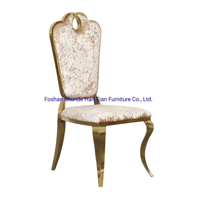 Gold Stainless Steel Metal Furniture Wedding Restaurant Fabric Banquet Dining Chairs