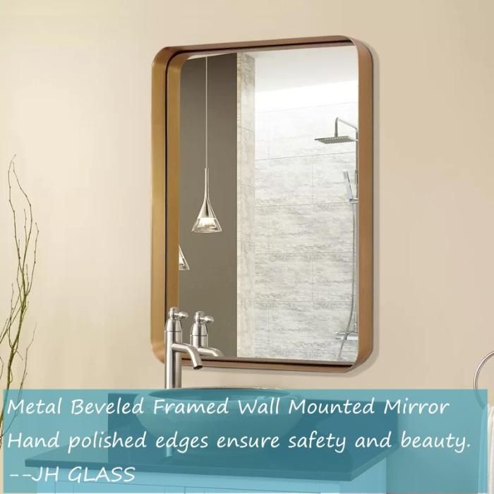 Wall Mounted Decoration Metal Frame Bathroom Mirror Vanity Top Bath Mirror