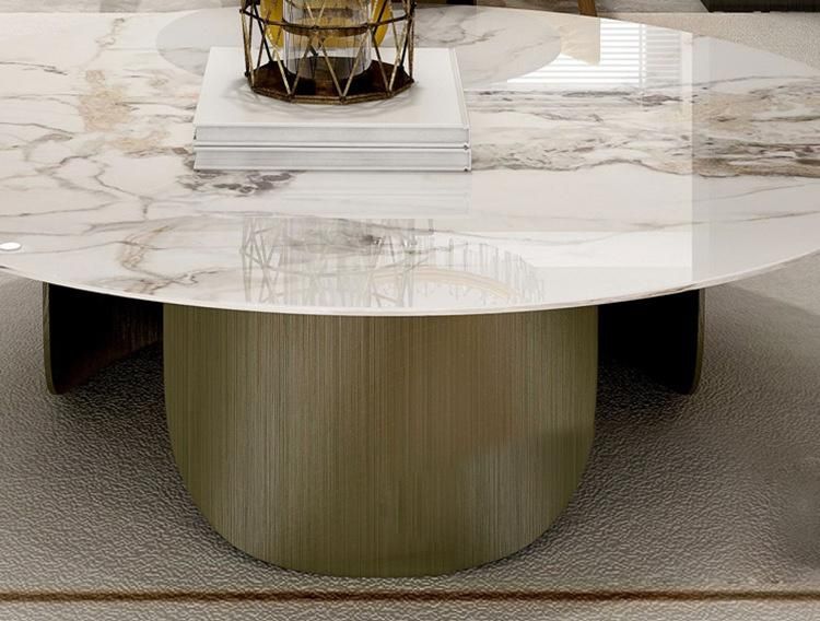 Modern Furniture Bright Round Marble Rock Plate Tea Table